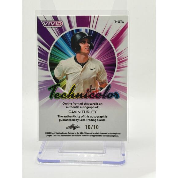 2024 Leaf Vivid Gavin Turley Yellow Lava Technicolor Auto 10/10 SP Athletics A’s - Picture 2 of 2